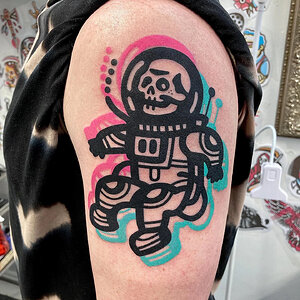 Astronaut Skeleton Tattoo by Anshin Anshin