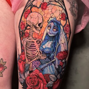 Stained Glass Corpse Bride Tattoo