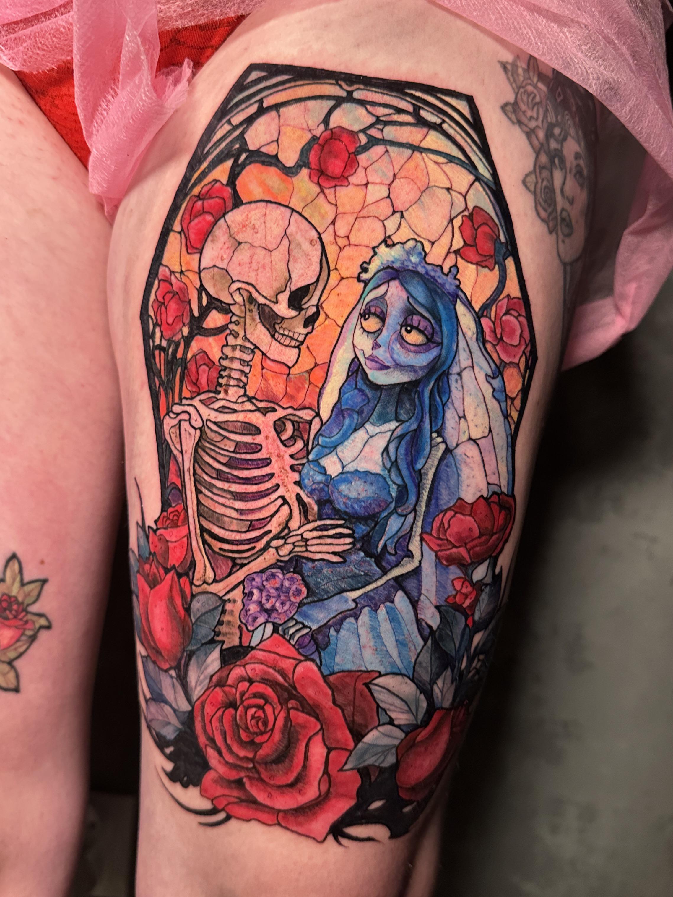 Stained Glass Corpse Bride Tattoo