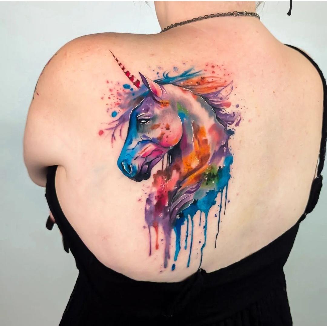 Unicorn Back Tattoo